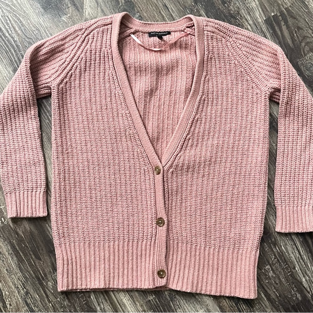 Banana Republic Dusty Rose Button-Front Knit Cardigan